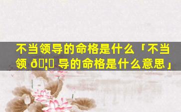 不当领导的命格是什么「不当领 🦄 导的命格是什么意思」